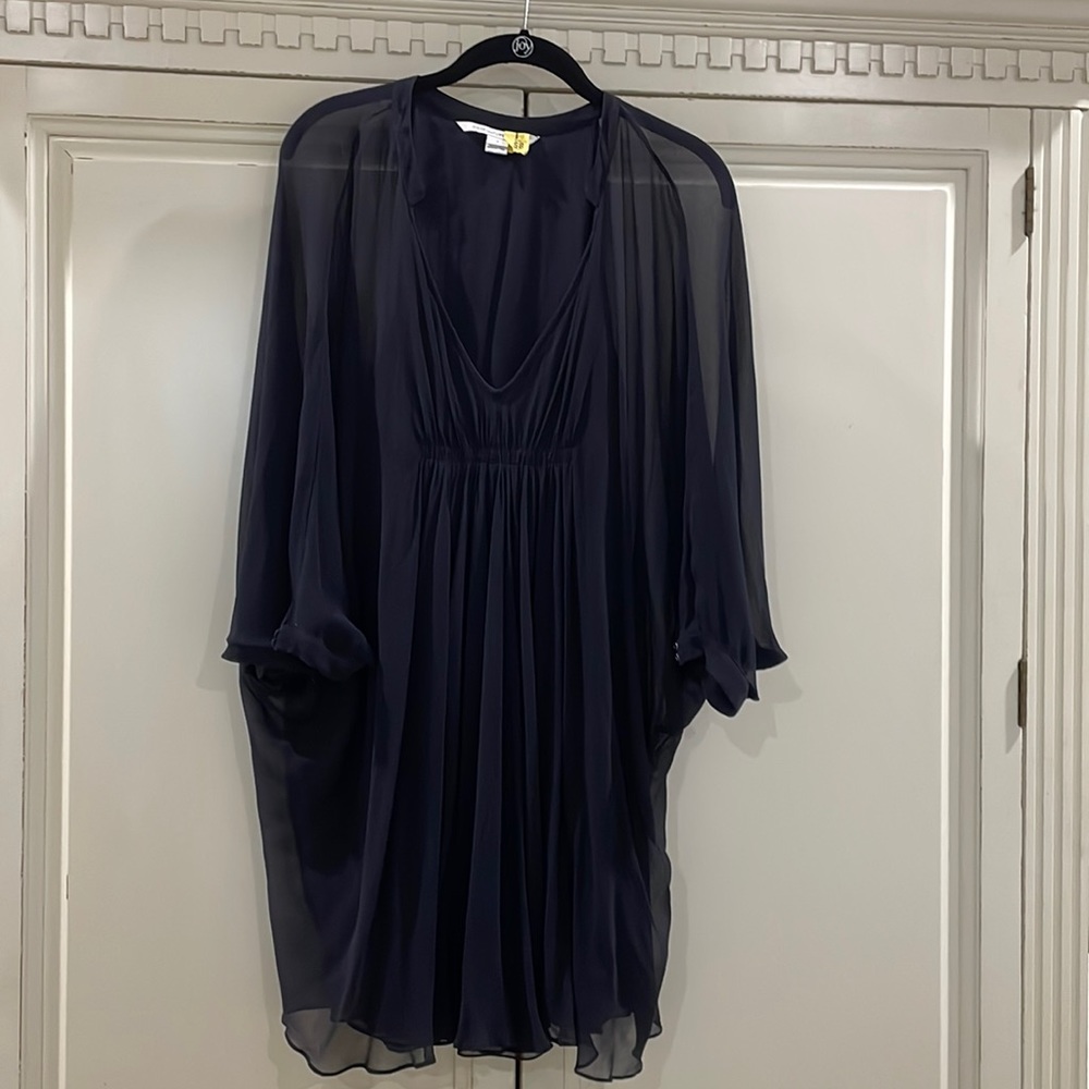 DVF Fleurette Dress Navy Size 4